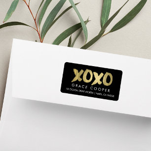 XOXO-Fauxguld & svart modern chicretur Adressetikett