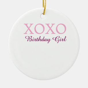 Xoxo födelsedagsflicka namn rosa mauve enkel kärle julgransprydnad keramik