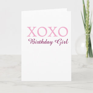 Xoxo födelsedagsflicka namn rosa mauve enkel kärle kort
