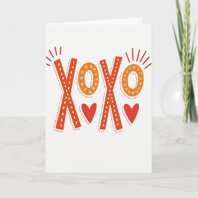 Xoxo Folk Art Kärlekskort Kort (Framsida)