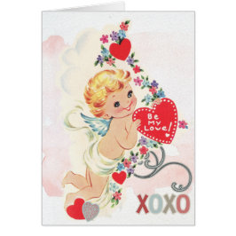 Xoxo för hjärta för kärlekängel röd hälsningskort