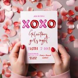 XOXO-fotballong Galentines-flickinbjudan Inbjudningar