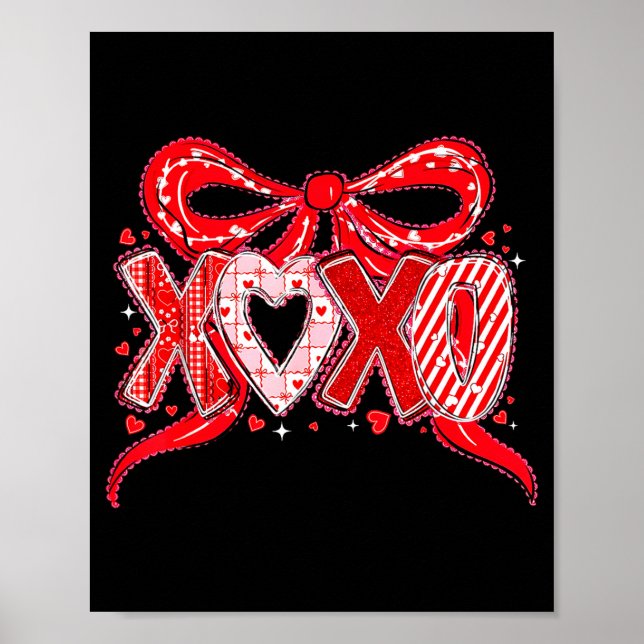 Xoxo Funny Valentines Day Love Coquette Bow Checke Poster (Framsidan)