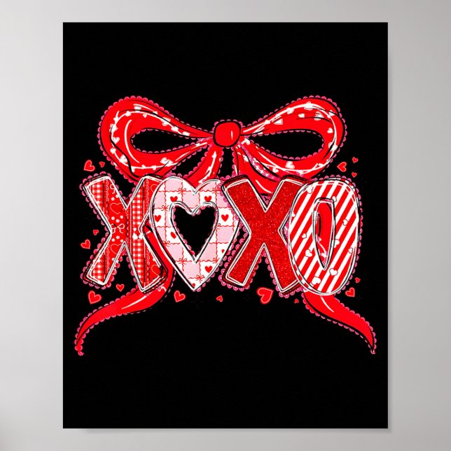 Xoxo Funny Valentines Day Love Coquette Bow Checke Poster (Framsidan)