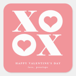 xoxo fyrkantig valentine klistermärke