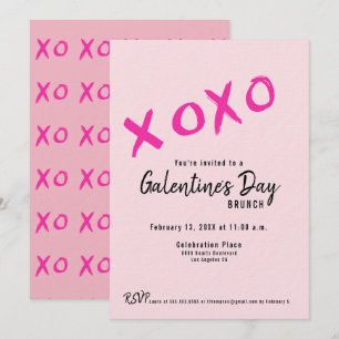 XOXO Galentine’s Day Tjejernas Brunch Rosa Modern Inbjudningar