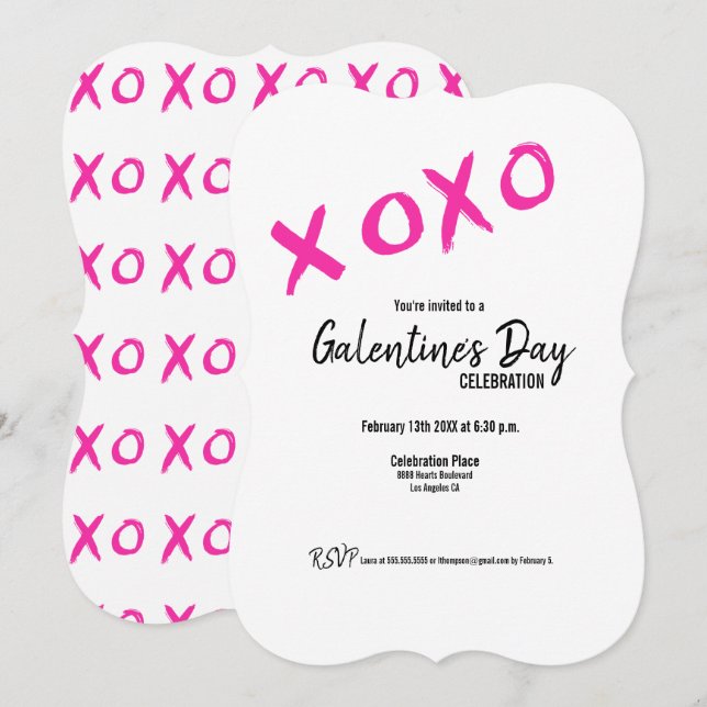 XOXO Galentine's Day Friends Valentines Party Inbjudningar (Fram/baksida)