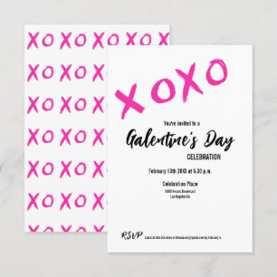 XOXO Galentins ROSA WHITE Valentines Party Inbjudningar