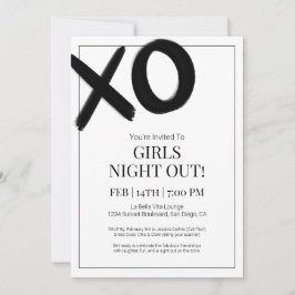XOXO Girls Natt ut Black Bestie Galentine Party Inbjudningar
