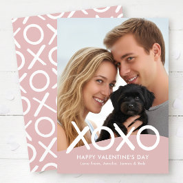 XOXO Glad Alla hjärtans dag Foto Dammt rosa Modern Julkort
