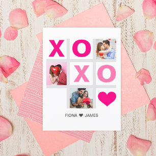 XOXO Glad Alla hjärtans dag Rosa Hjärtfoto Anpassn Vykort