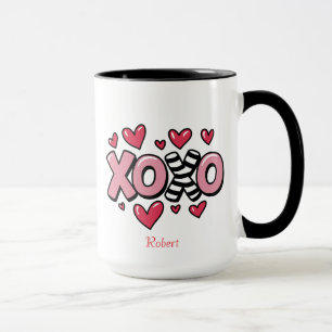 XOXO glad Alla hjärtans dag söta röda hjärtan Mugg