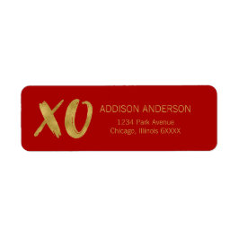 XOXO Gold Foil Valentine-adressetikett för Brushed Returadress Etikett