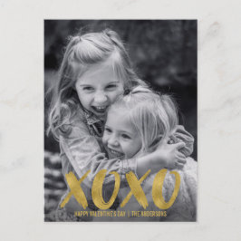 XOXO Gold Foil Valentine Photo Postcard, borstat Helg Vykort