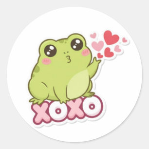 XOXO Groda Sticker Söt Groda Skickar Kyss Romantis Runt Klistermärke