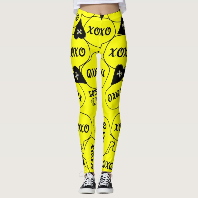 Xoxo gula svarta leggings  (Framsida)
