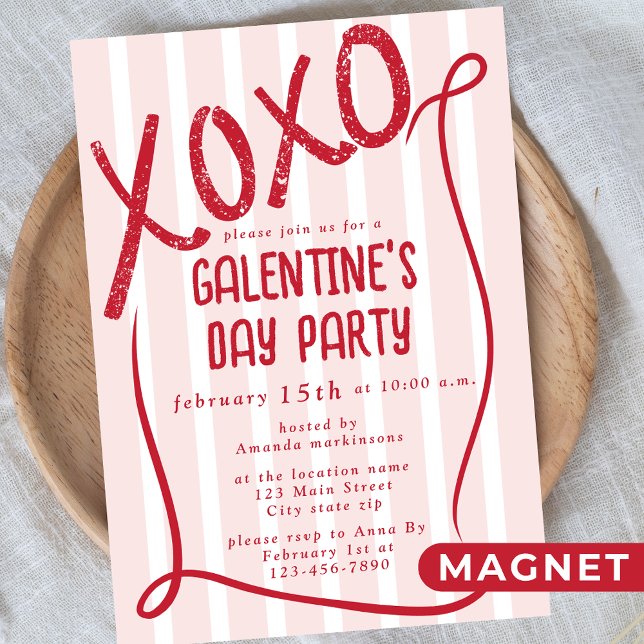 XOXO Hand Drawn Galentine’s Day Party Magnetisk Inbjudningskort (Skapare uppladdad)