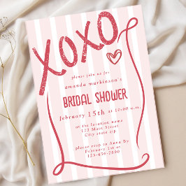 XOXO Hand Drawn Pink Bridal Shower Party Inbjudningar