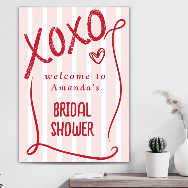 XOXO Hand Drawn Pink Bridal Shower Welcome Poster (Skapare uppladdad)