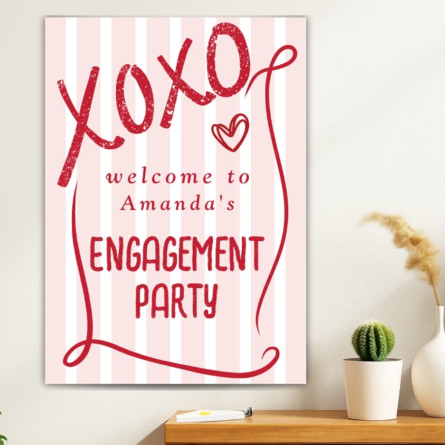 XOXO Hand Drawn Pink Engagement Party Welcome Poster (Skapare uppladdad)
