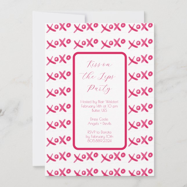 XOXO-handmålad inbjudan (Framsida)