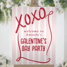XOXO Handritad Galentine’s Day Party Välkomstskylt