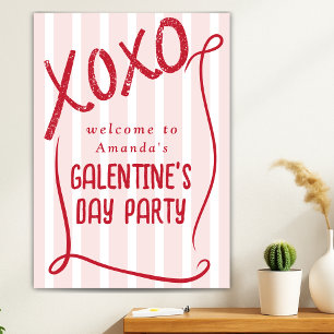 XOXO Handritad Galentine’s Day Välkomstfest Poster