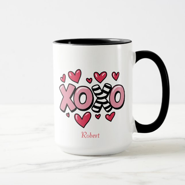XOXO happy Valentine's day cute red hearts Mugg (Höger)