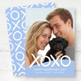 XOXO Happy Valentine's Day Photo Blue Modern Julkort