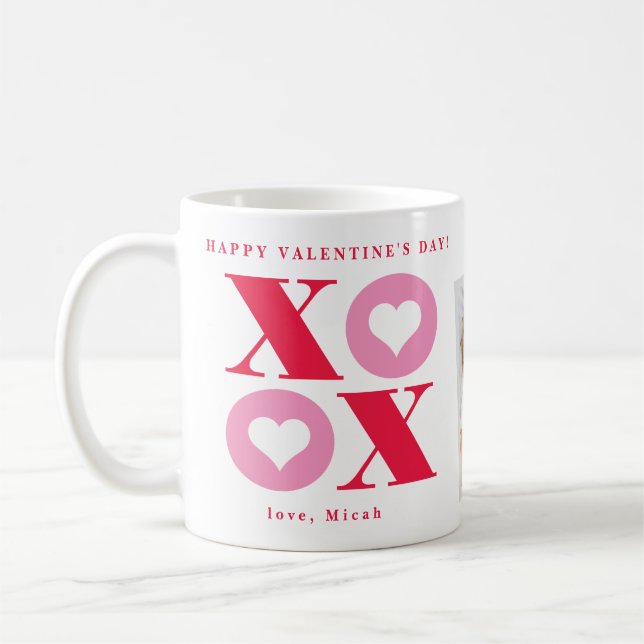 Xoxo Heart Glad Alla Hjärtans Dag Två Foto Kaffe  Kaffemugg (Vänster)