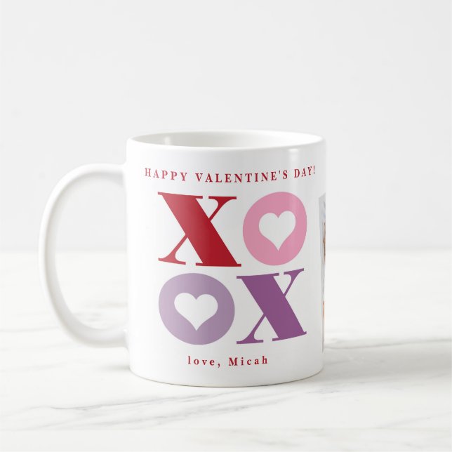 Xoxo Heart Glad Alla hjärtans dag två fotokaffe  Kaffemugg (Vänster)
