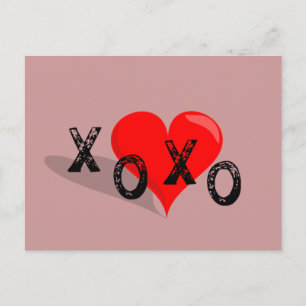 XOXO Heart Hugs och Kisses Vykort