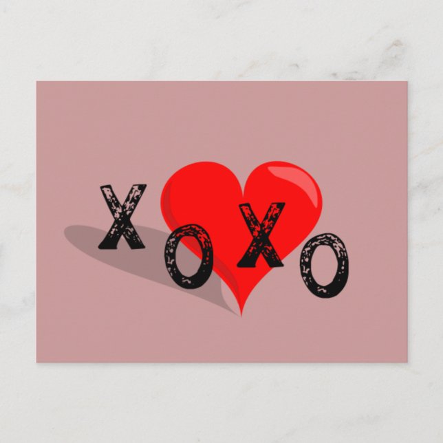 XOXO Heart Hugs och Kisses Vykort (Framsida)