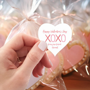 XOXO Heart Kids Classroom Valentine Day Party Han Hjärtformat Klistermärke