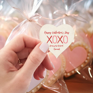 XOXO Heart Kids Classroom Valentine Day Party Hjärtformat Klistermärke