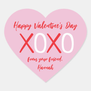 XOXO Heart Kids Klassrums Valentine Dag Fest Hjärtformat Klistermärke