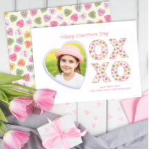 XOXO Heart Photo Classroom Valentinkort