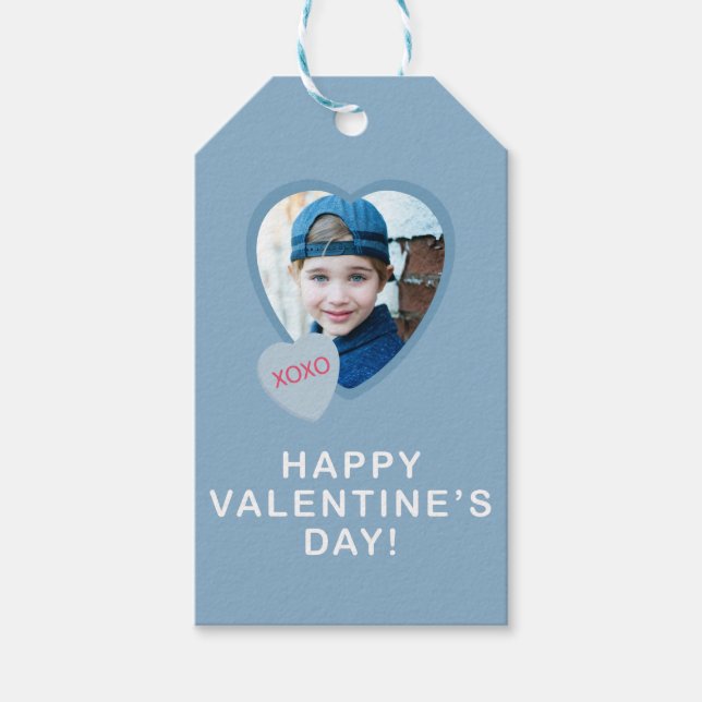 XOXO Heart Photo Valentine Day Simple Gift Märkre Presentetikett (Framsidan)