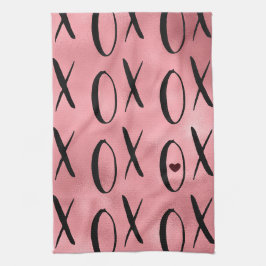 XOXO Heart Rosa Glam Kökshandduk