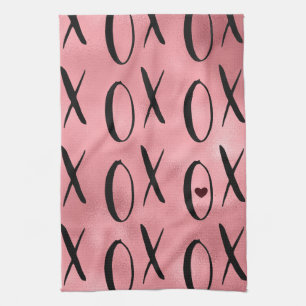 XOXO Heart Rosa Glam Kökshandduk