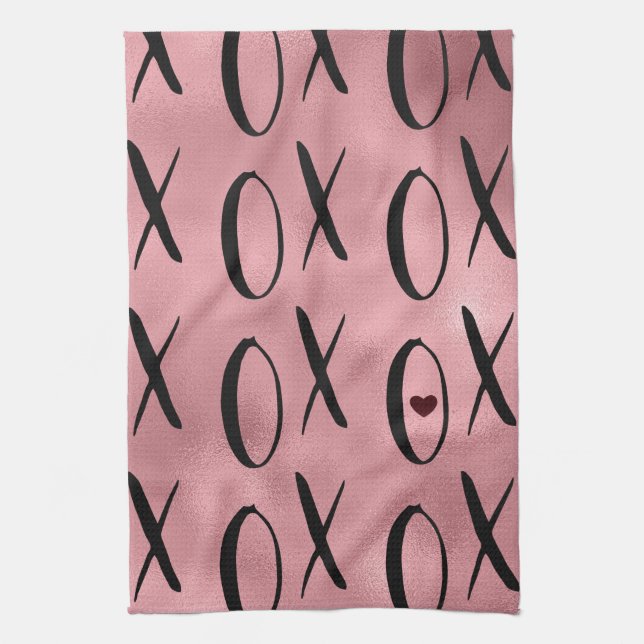 XOXO Heart Rosa Glam Kökshandduk (Vertikal)