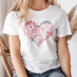 XOXO Hearts Kärlek & Kisses Valentine Day T Shirt<br><div class="desc">Uttryck kärlek med XOXO Hearts Kärlek & Kisses Valentine Day T-Shirt, med en unik hjärtformad utformning som består av romantiska fraser som "XOXO", "Kärlek & Kiss", "BFF", "Hugs" och "Ro". Varje ord är präglat av olika rosor och skapar en levande och festlig perfekt för Alla hjärtans dag. Vare sig man...</div>