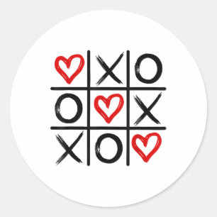 Xoxo Hearts Valentine Hugs Kisses Tic-tac-toe Wome Runt Klistermärke