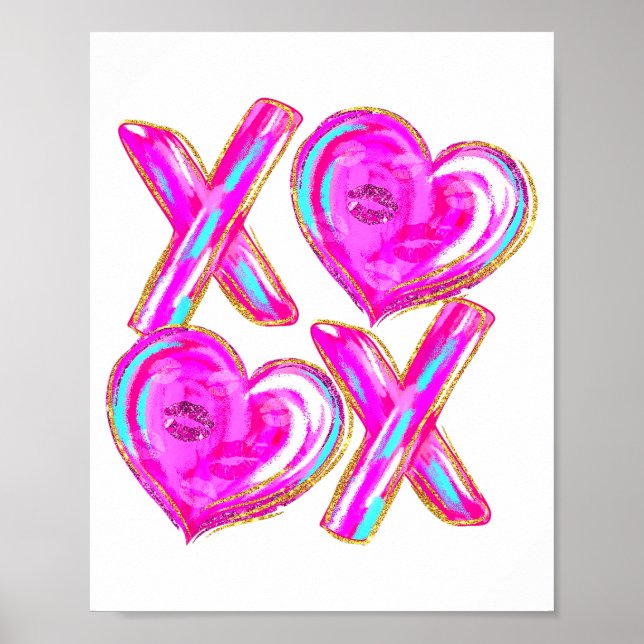 Xoxo Hearts Valentine's Day Women Girls Vday  Poster (Framsidan)