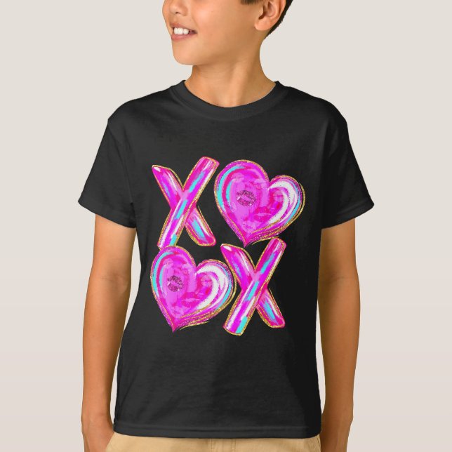 Xoxo Hearts Valentine's Day Women Girls Vday  T Shirt (Framsida)