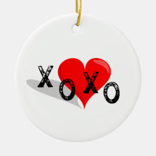 XOXO-hjärta kramar och kysser Julgransprydnad Keramik