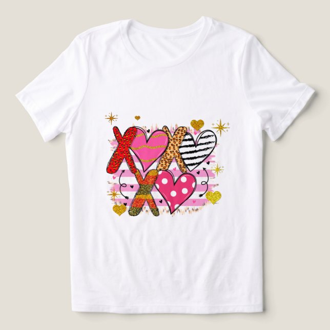  XOXO Hjärta Sött & Lekfullt T Shirt (Design Framsida)