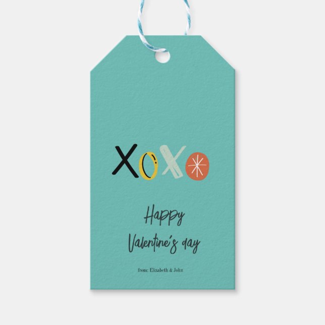 "XOXO" Hjärtan Alla hjärtans dag  Mintgrön Presentetikett (Framsidan)