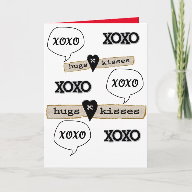 Xoxo-hjärtan på hjärtans dag helgkort (Framsida)