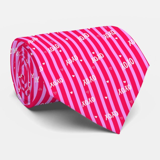 XOXO Hjärtan Rosa Slips (Rullad)